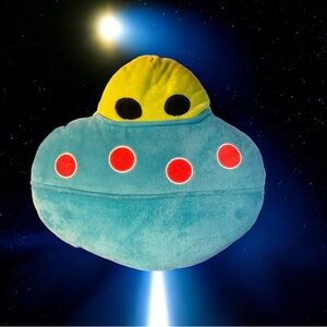 Target Bullseye UFO Alien Space Decorative Plush Throw Pillow 14.5”x14” Space